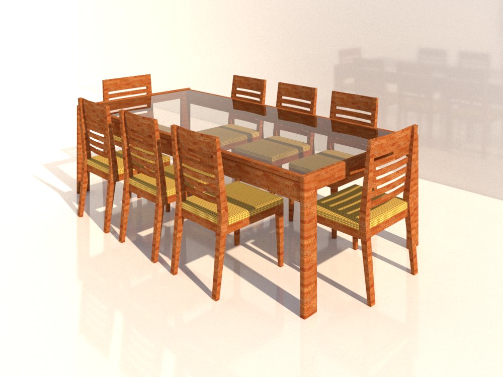 Mesa moderna con 8 sillas para Revit