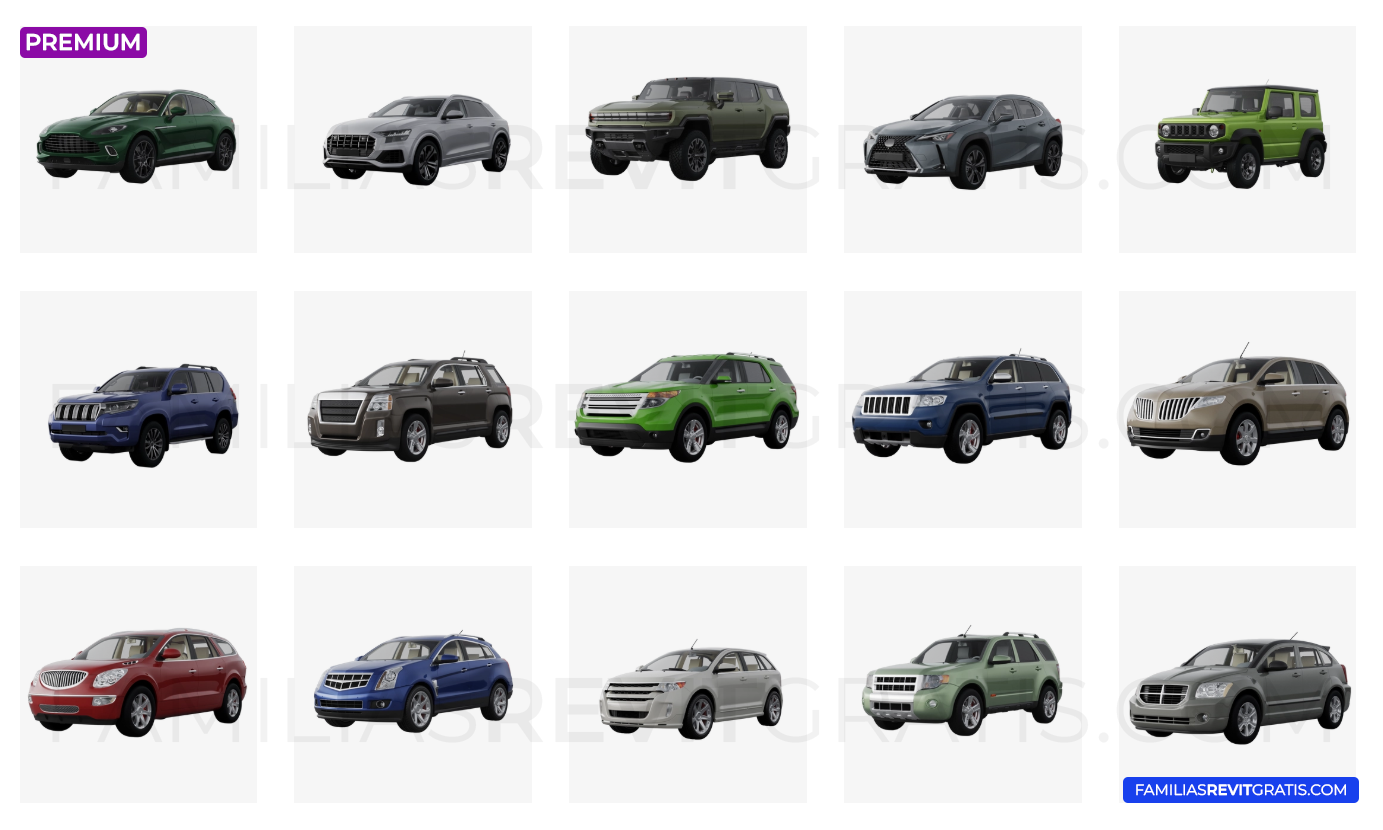 familias Revit premium de vehículos SUVs.
