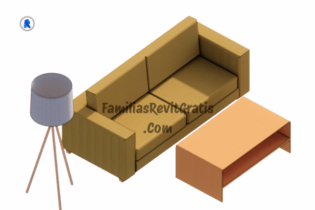 Descarga el Sofá con Mesa de Centro y Lámpara de Pie para Revit