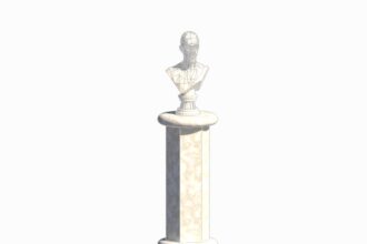 Busto de mármol clásico sobre pedestal familia Revit gratis para renderizado y arquitectura.