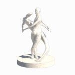 Modelo 3D de escultura artística moderna de dos figuras humanas entrelazadas para decoración en Revit y renders fotorrealistas.