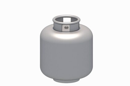 Balón de gas para Revit, modelo 3D de cilindro de gas GLP para renderizado de áreas de servicio y cocinas.