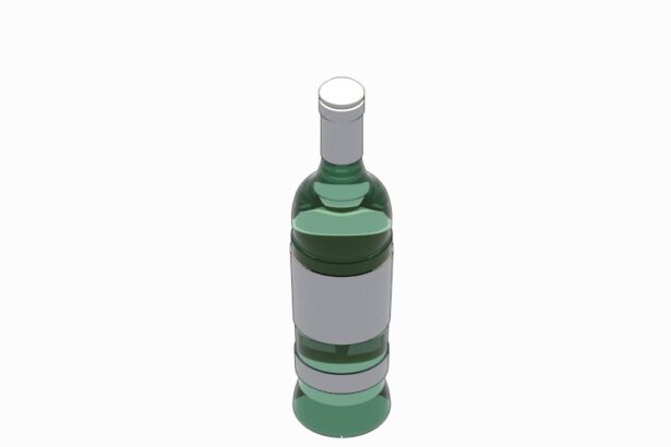 Botella de licor para Revit, modelo 3D con líquido y zona de etiqueta separados para renderizado de bares.