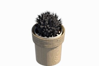 Familia de Cactus Esférico para Revit, modelo RFA de vegetación decorativa (LOD 300) para interiorismo y paisajismo BIM.