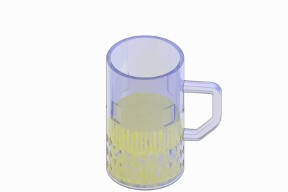 Jarra de cerveza para Revit, modelo 3D tipo chopp con cristal facetado para renderizado arquitectónico en bares.