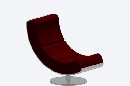 Sillón moderno giratorio para Revit, familia RFA de mobiliario de descanso (LOD 300) para proyectos de arquitectura e interiorismo residencial y comercial BIM.