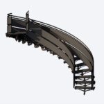 Escalera helicoidal para Revit de estructura metálica curva en vista isométrica 3D