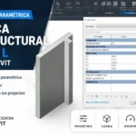 Placa estructural tipo L para Revit en concreto armado con tabla de parámetros dimensionales