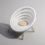 Render 3D isometrico de silla acapulco revit en anillos concentricos para amueblamiento residencial