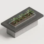 Vista renderizada sombreado perspectiva 3d paisajismo comercial macetero a medida familia revit jardinera hormigon.